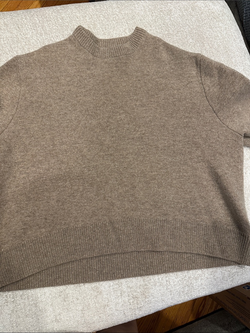 Zara Taupe Crewneck Sweater — Soft Knit Pullover